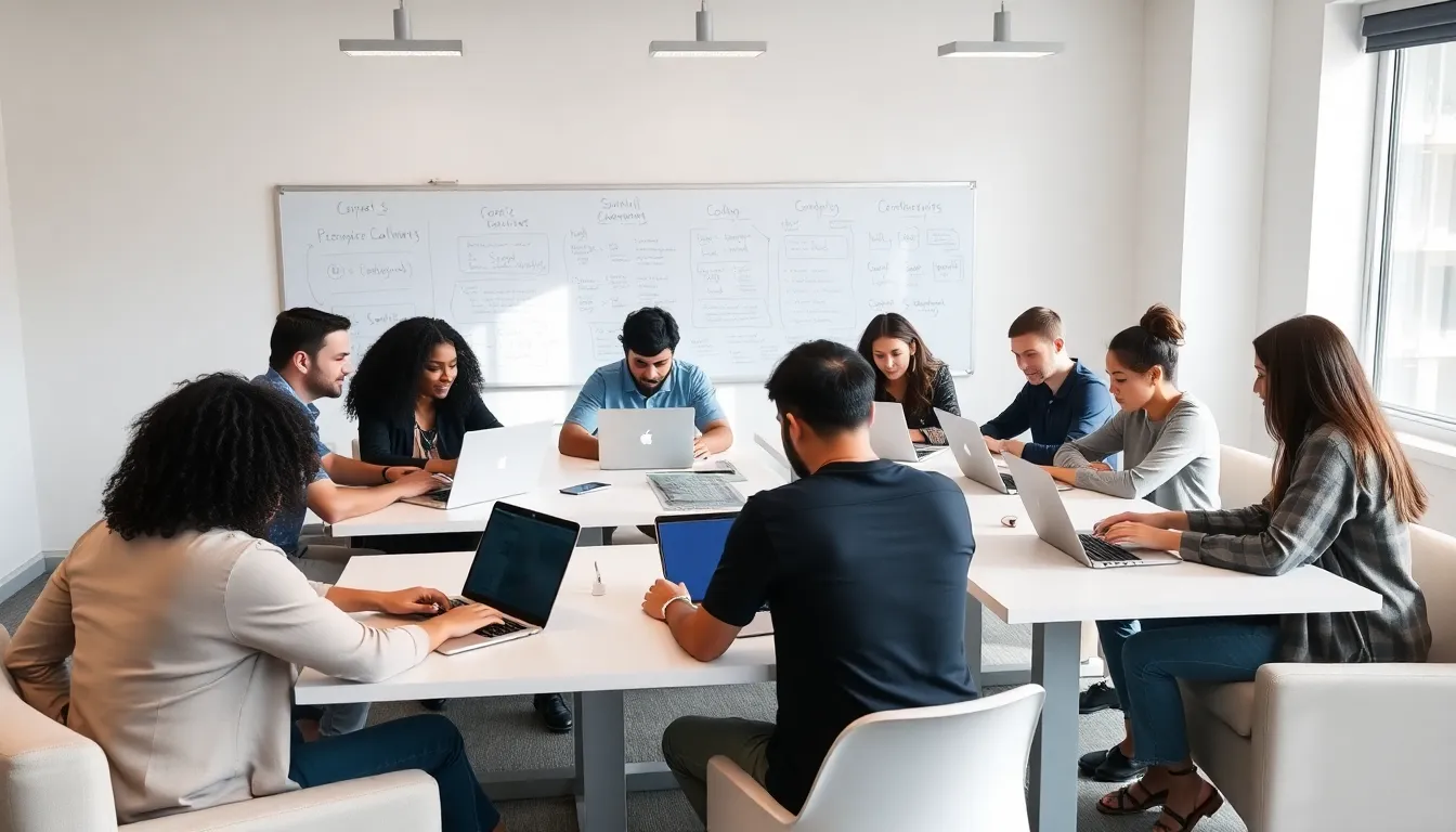 diverse group collaborating in a modern coding clinic